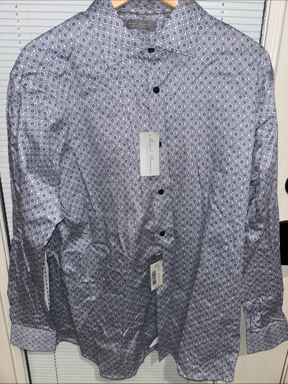 Daniel Cremieux Navy and White Geometric Dress Shirt